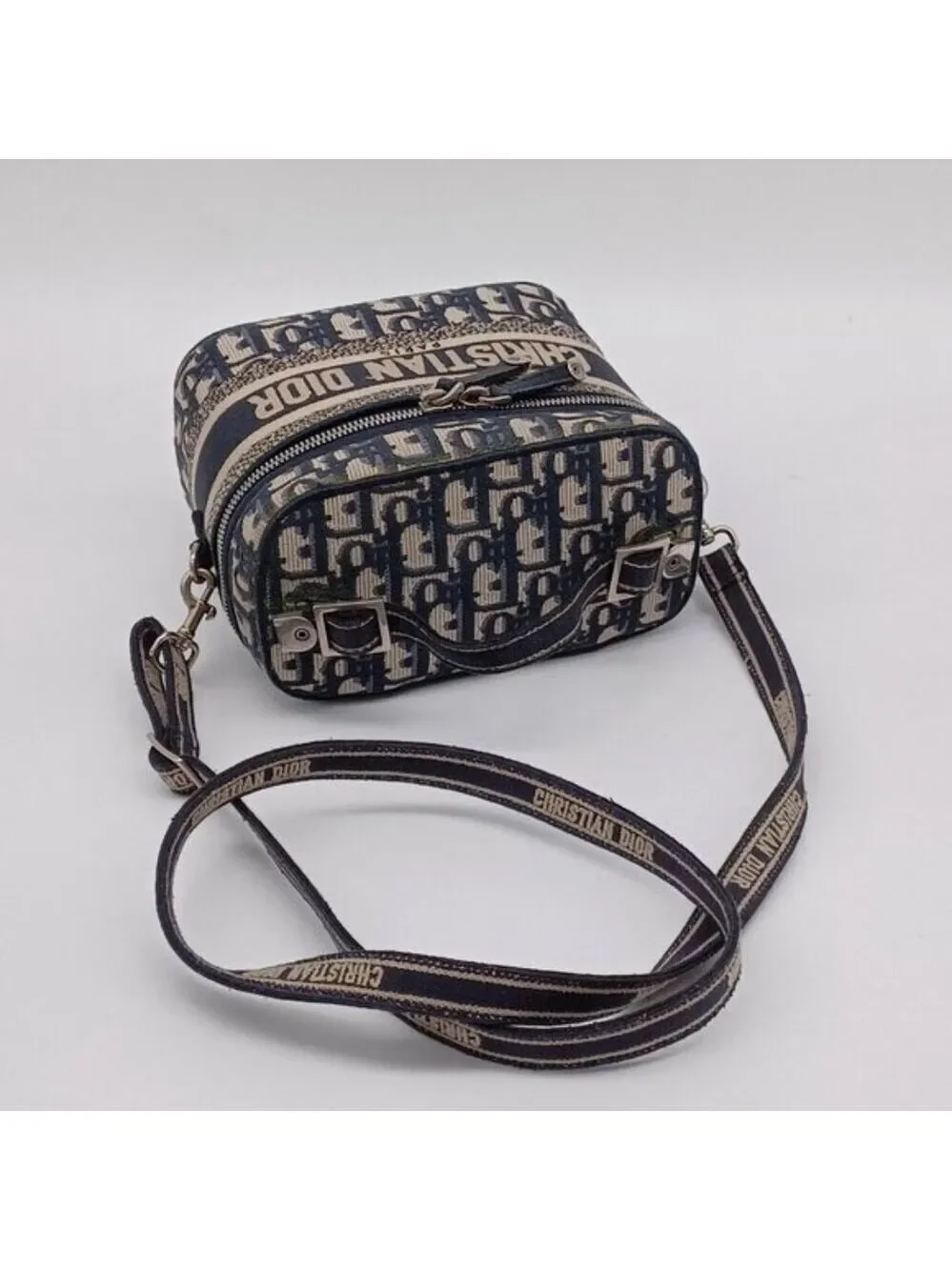 Authentic Dior Oblique Vanity Case Bag Canvas Christian Dior Paris Crossbody